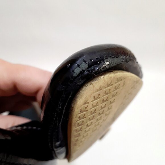 KENNETH COLE Nautical Style Wedge Heel Mary Janes in Black Patent Leather - Picture 12 of 12